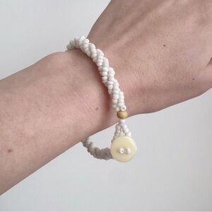 White Beaded Bracelet Tropical Beach Summer Vacation Boho Festival